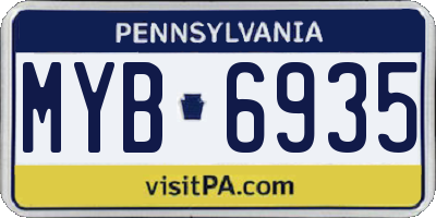 PA license plate MYB6935