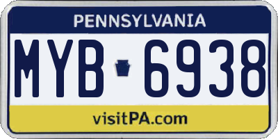 PA license plate MYB6938