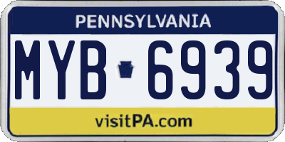 PA license plate MYB6939