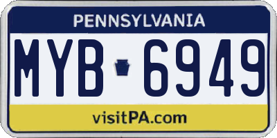 PA license plate MYB6949