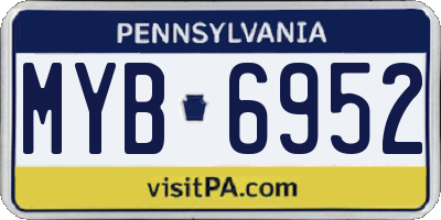 PA license plate MYB6952