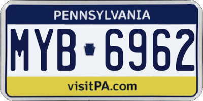 PA license plate MYB6962
