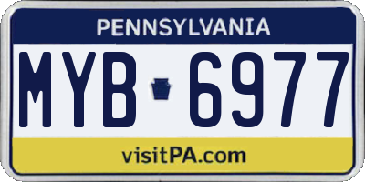 PA license plate MYB6977