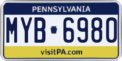 PA license plate MYB6980