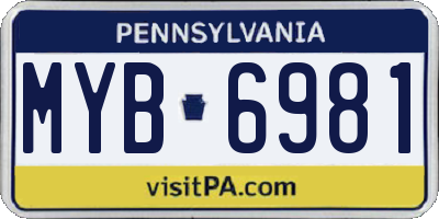 PA license plate MYB6981