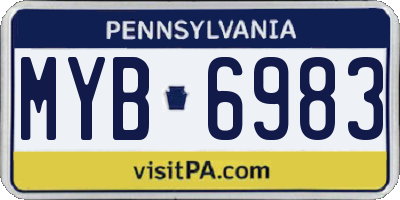 PA license plate MYB6983