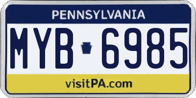 PA license plate MYB6985