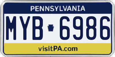 PA license plate MYB6986