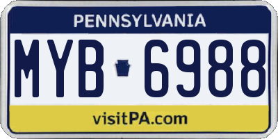PA license plate MYB6988