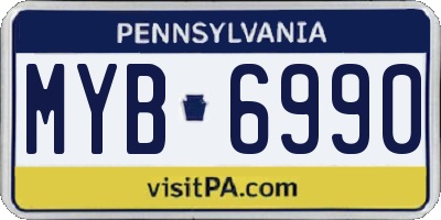 PA license plate MYB6990
