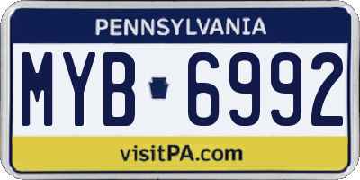PA license plate MYB6992