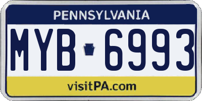 PA license plate MYB6993