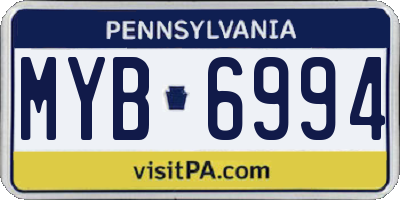 PA license plate MYB6994