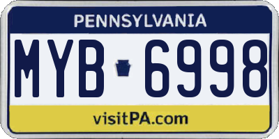 PA license plate MYB6998
