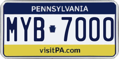PA license plate MYB7000