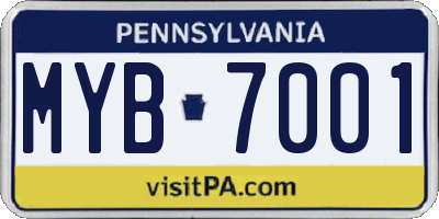 PA license plate MYB7001