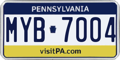 PA license plate MYB7004