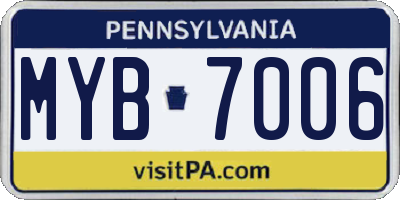 PA license plate MYB7006
