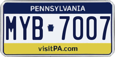 PA license plate MYB7007