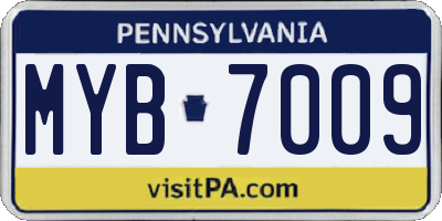 PA license plate MYB7009