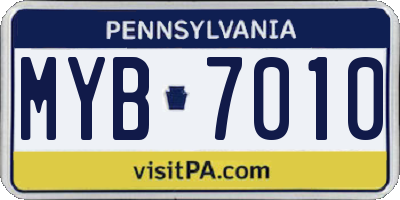 PA license plate MYB7010