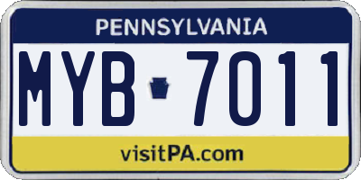 PA license plate MYB7011