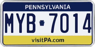 PA license plate MYB7014