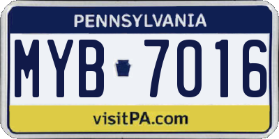 PA license plate MYB7016