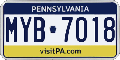 PA license plate MYB7018