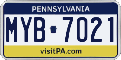 PA license plate MYB7021