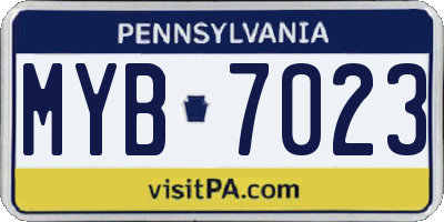 PA license plate MYB7023