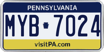 PA license plate MYB7024