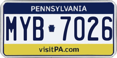 PA license plate MYB7026