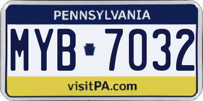 PA license plate MYB7032