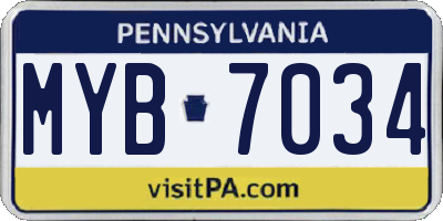 PA license plate MYB7034