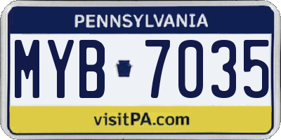 PA license plate MYB7035