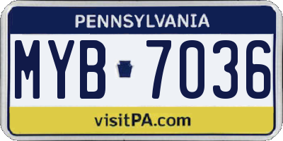 PA license plate MYB7036