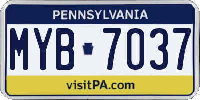 PA license plate MYB7037
