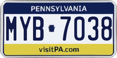 PA license plate MYB7038