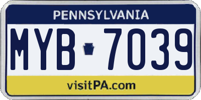 PA license plate MYB7039