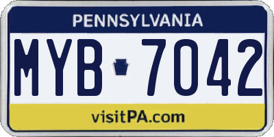 PA license plate MYB7042