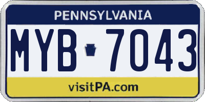 PA license plate MYB7043