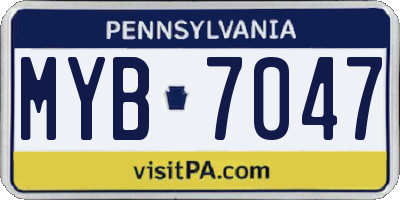 PA license plate MYB7047