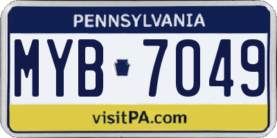 PA license plate MYB7049