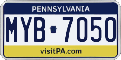 PA license plate MYB7050