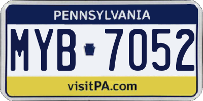 PA license plate MYB7052
