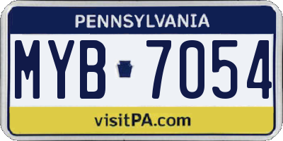 PA license plate MYB7054