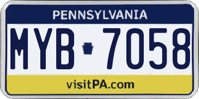 PA license plate MYB7058