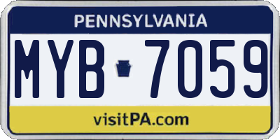 PA license plate MYB7059