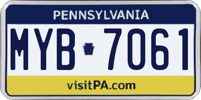 PA license plate MYB7061